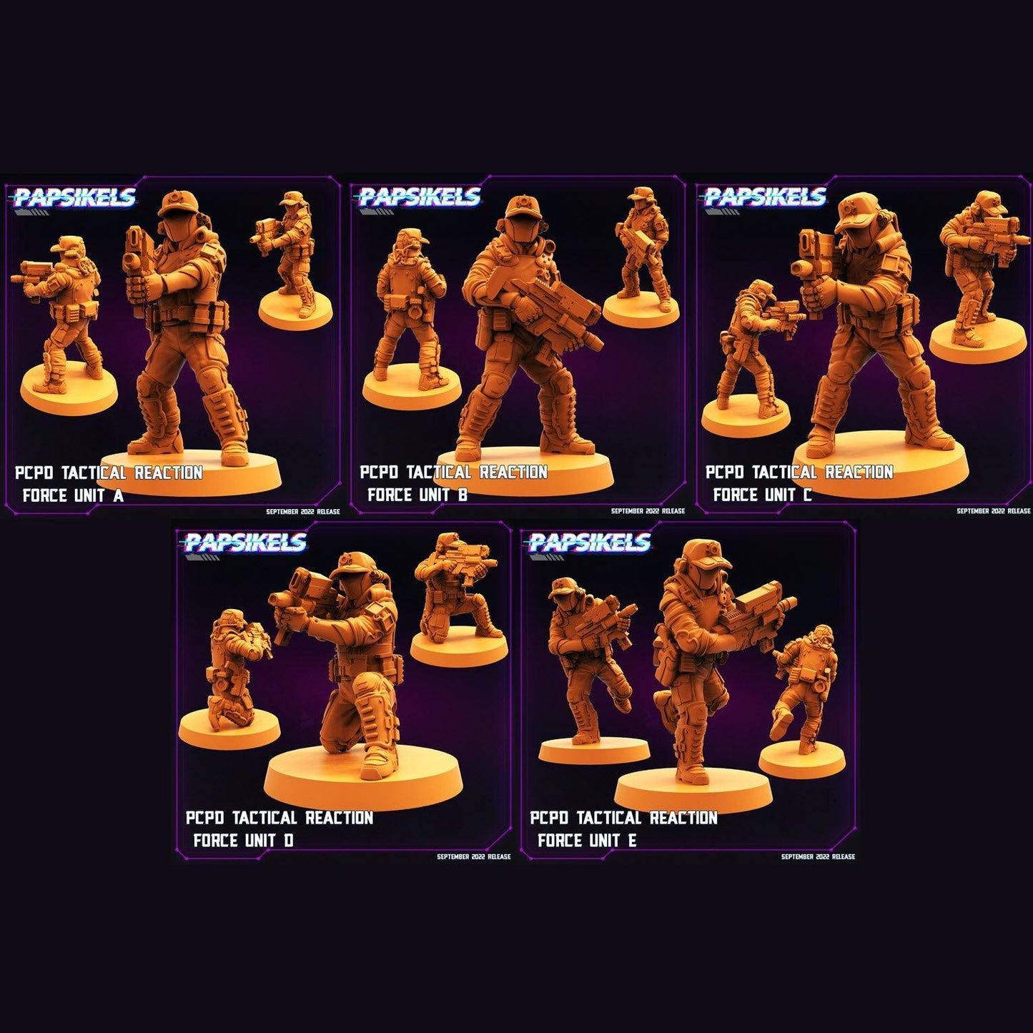 3D Printed Papsikels Cyberpunk Sci-Fi Pcpd Tactical Reaction Force Unit - 28mm 32mm - 3D Printing Boss 