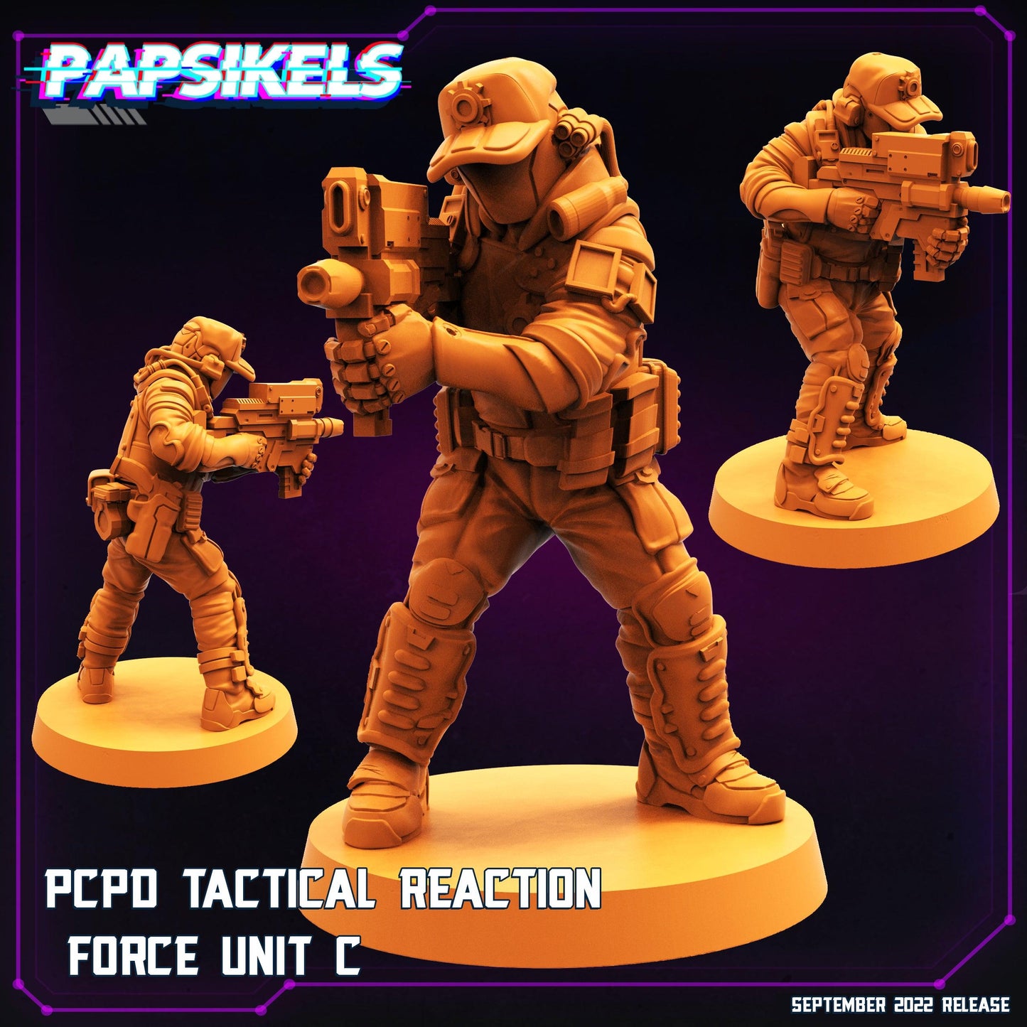 3D Printed Papsikels Cyberpunk Sci-Fi Pcpd Tactical Reaction Force Unit - 28mm 32mm - 3D Printing Boss 