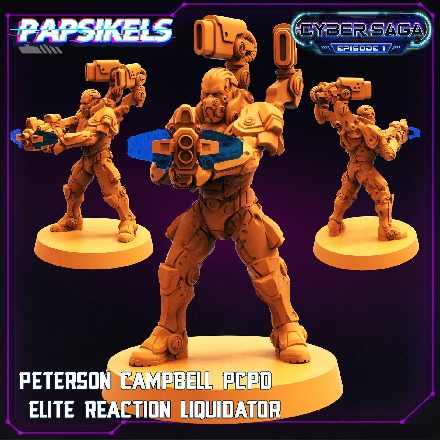 3D Printed Papsikels Cyberpunk Sci-Fi Peterson Campbell Pcpd Elite Reaction Liquidator Cyber Saga - 28mm 32mm - 3D Printing Boss 