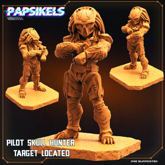 3D Printed Papsikels Cyberpunk Sci-Fi Pilot Skull Hunter Target Located - 28mm 32mm - 3D Printing Boss 