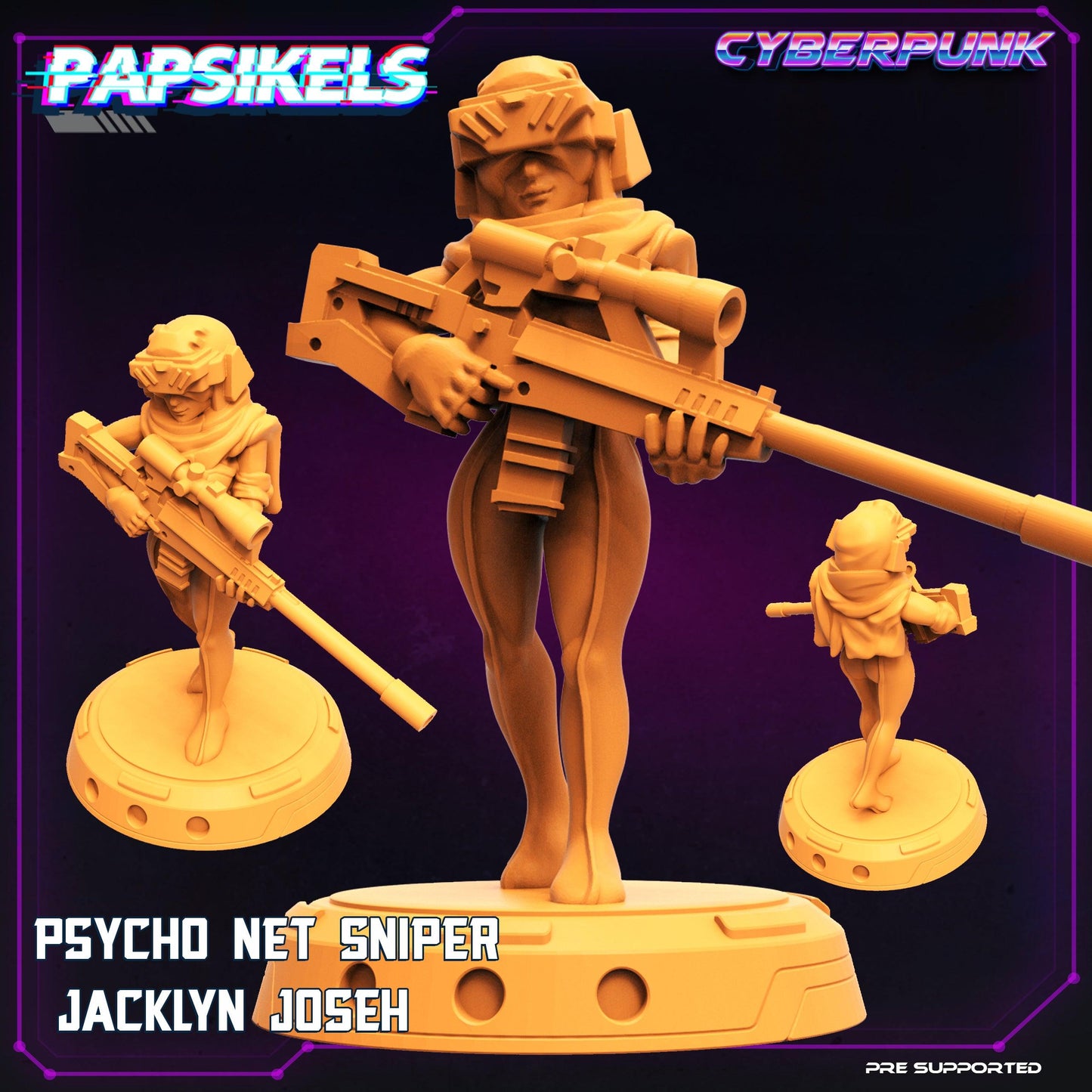 3D Printed Papsikels Cyberpunk Sci-Fi Psycho Net Sniper Jacklyn Joseh - 28mm 32mm - 3D Printing Boss 
