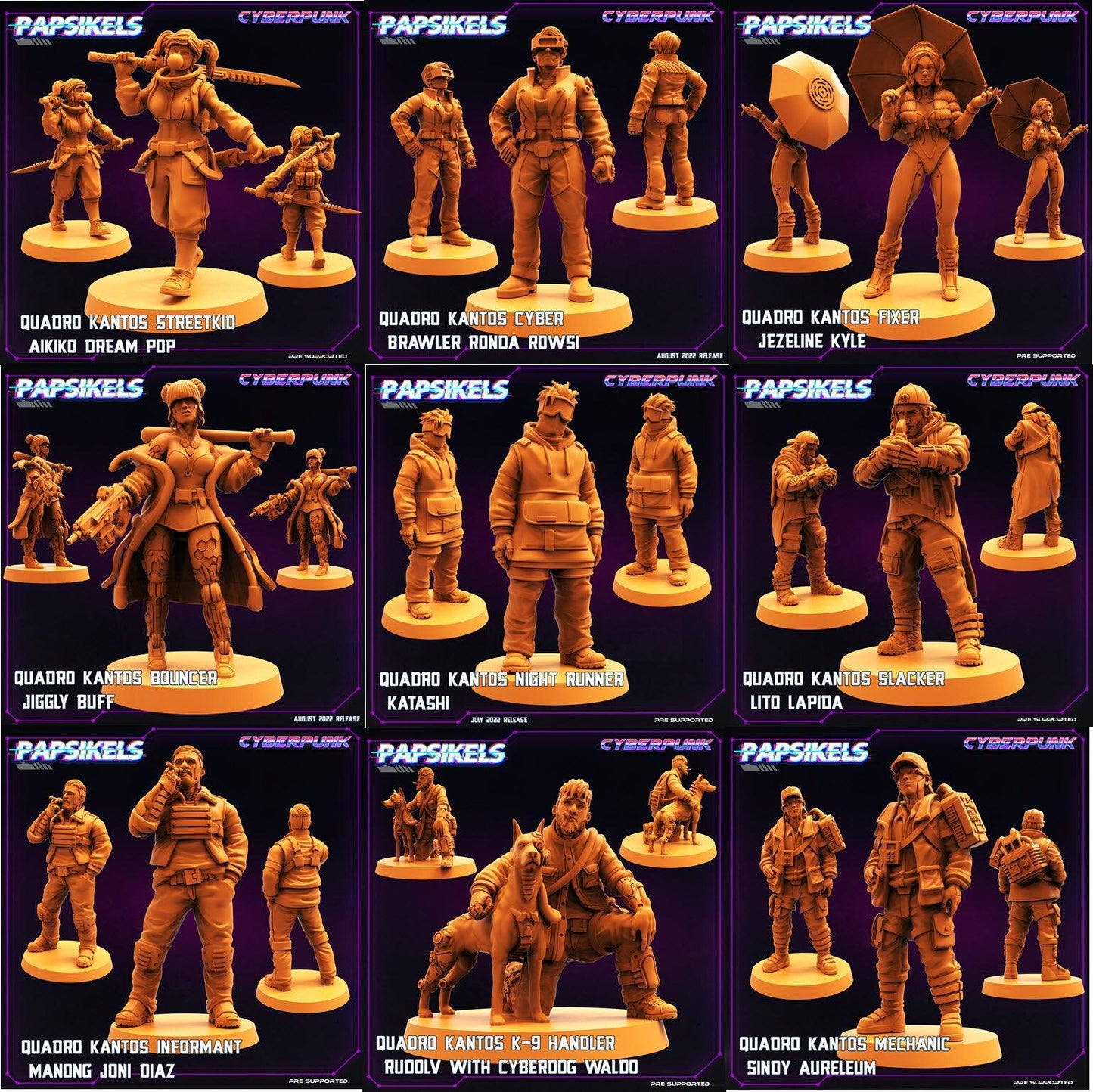 3D Printed Papsikels Cyberpunk Sci-Fi Quadro Kantos Set - 28mm 32mm - 3D Printing Boss 