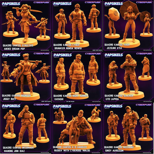 3D Printed Papsikels Cyberpunk Sci-Fi Quadro Kantos Set - 28mm 32mm - 3D Printing Boss 