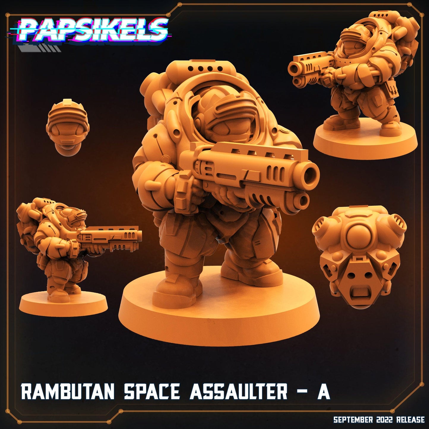 3D Printed Papsikels Cyberpunk Sci-Fi Rambutan Space Assaulters Set - 28mm 32mm - 3D Printing Boss 