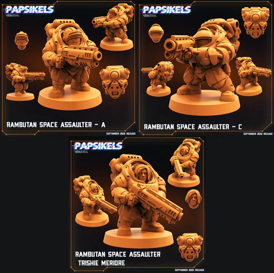 3D Printed Papsikels Cyberpunk Sci-Fi Rambutan Space Assaulters Set - 28mm 32mm - 3D Printing Boss 