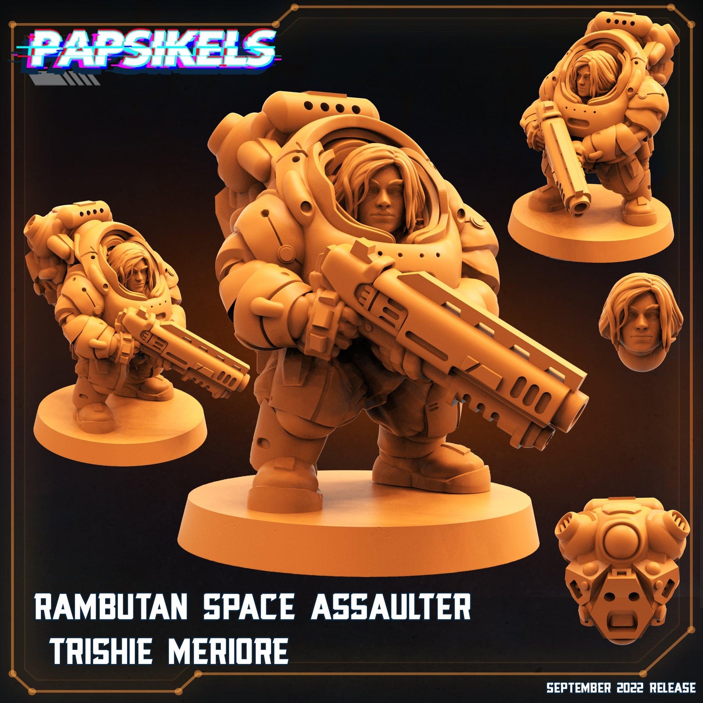 3D Printed Papsikels Cyberpunk Sci-Fi Rambutan Space Assaulters Set - 28mm 32mm - 3D Printing Boss 