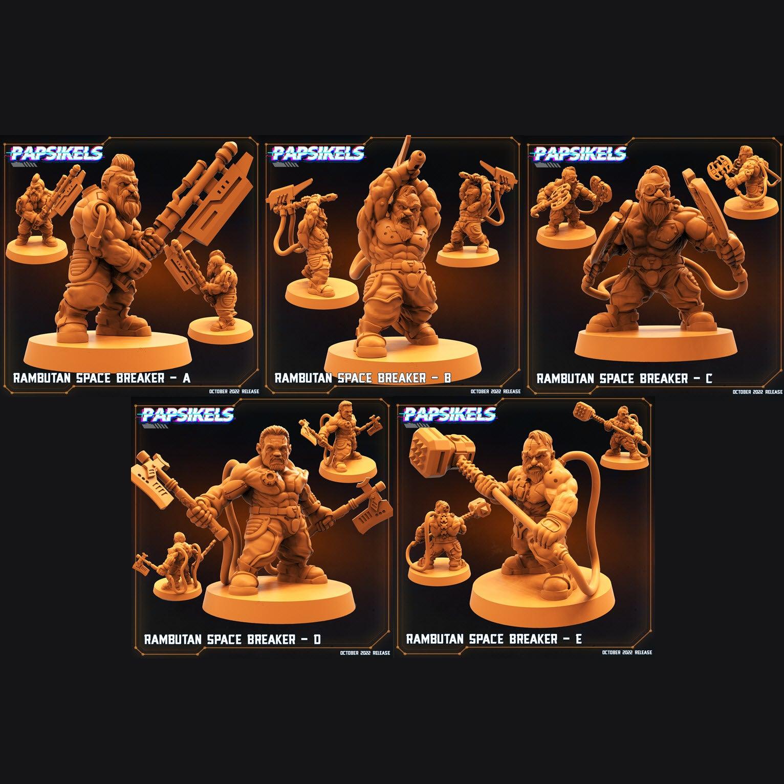 3D Printed Papsikels Cyberpunk Sci-Fi Rambutan Space Breakers Set - 28mm 32mm - 3D Printing Boss 