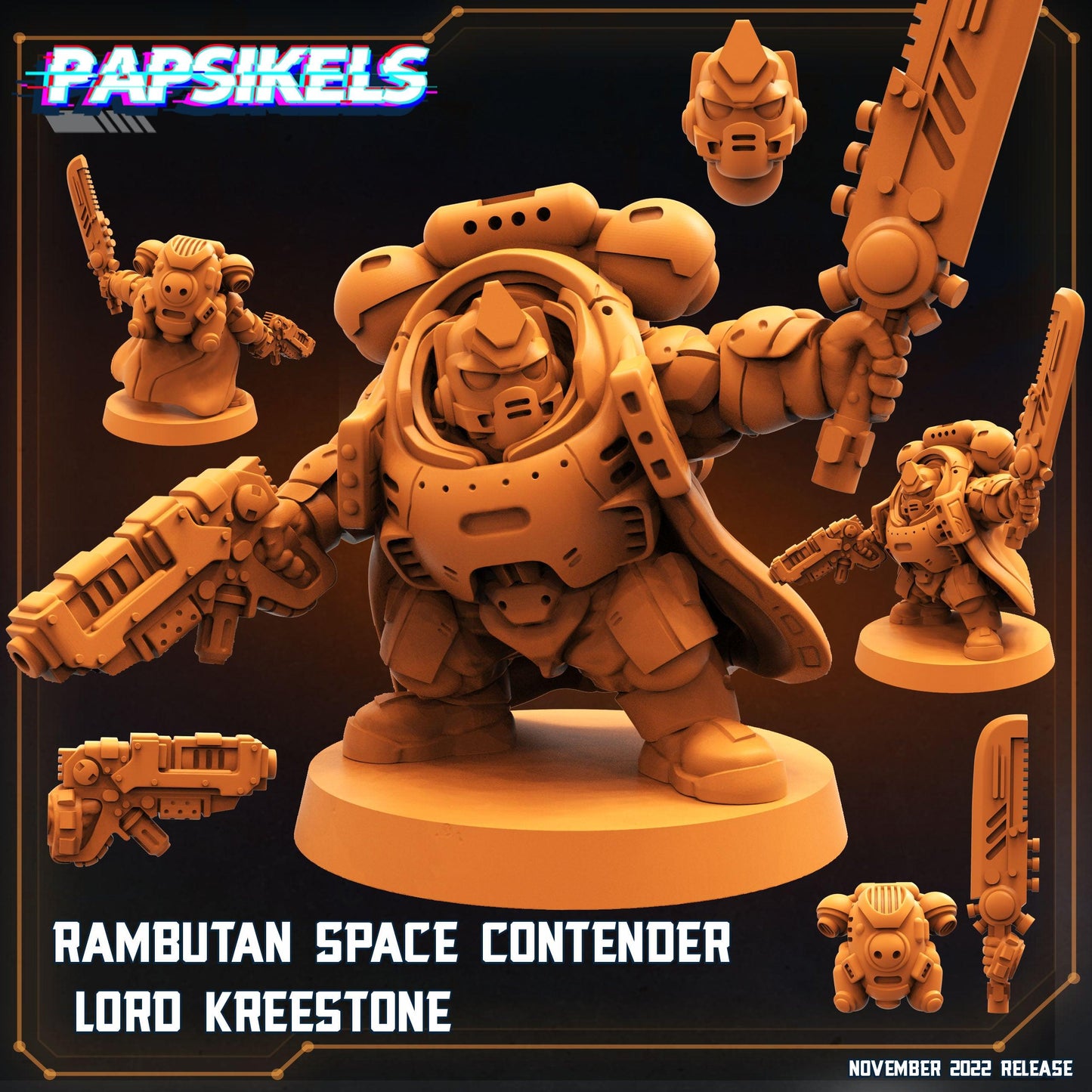 3D Printed Papsikels Cyberpunk Sci-Fi Rambutan Space Contender Set - 28mm 32mm - 3D Printing Boss 