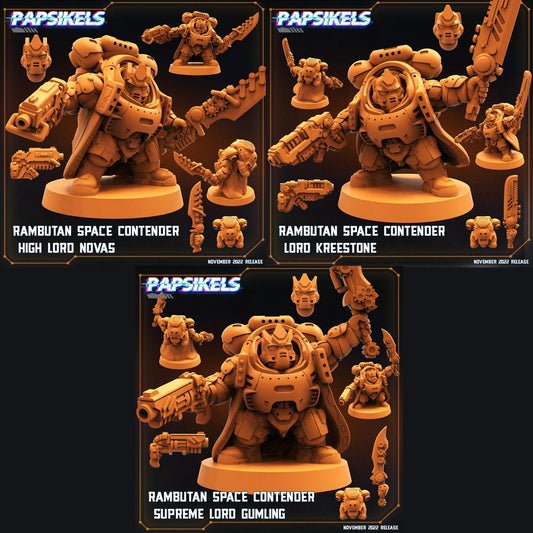 3D Printed Papsikels Cyberpunk Sci-Fi Rambutan Space Contender Set - 28mm 32mm - 3D Printing Boss 