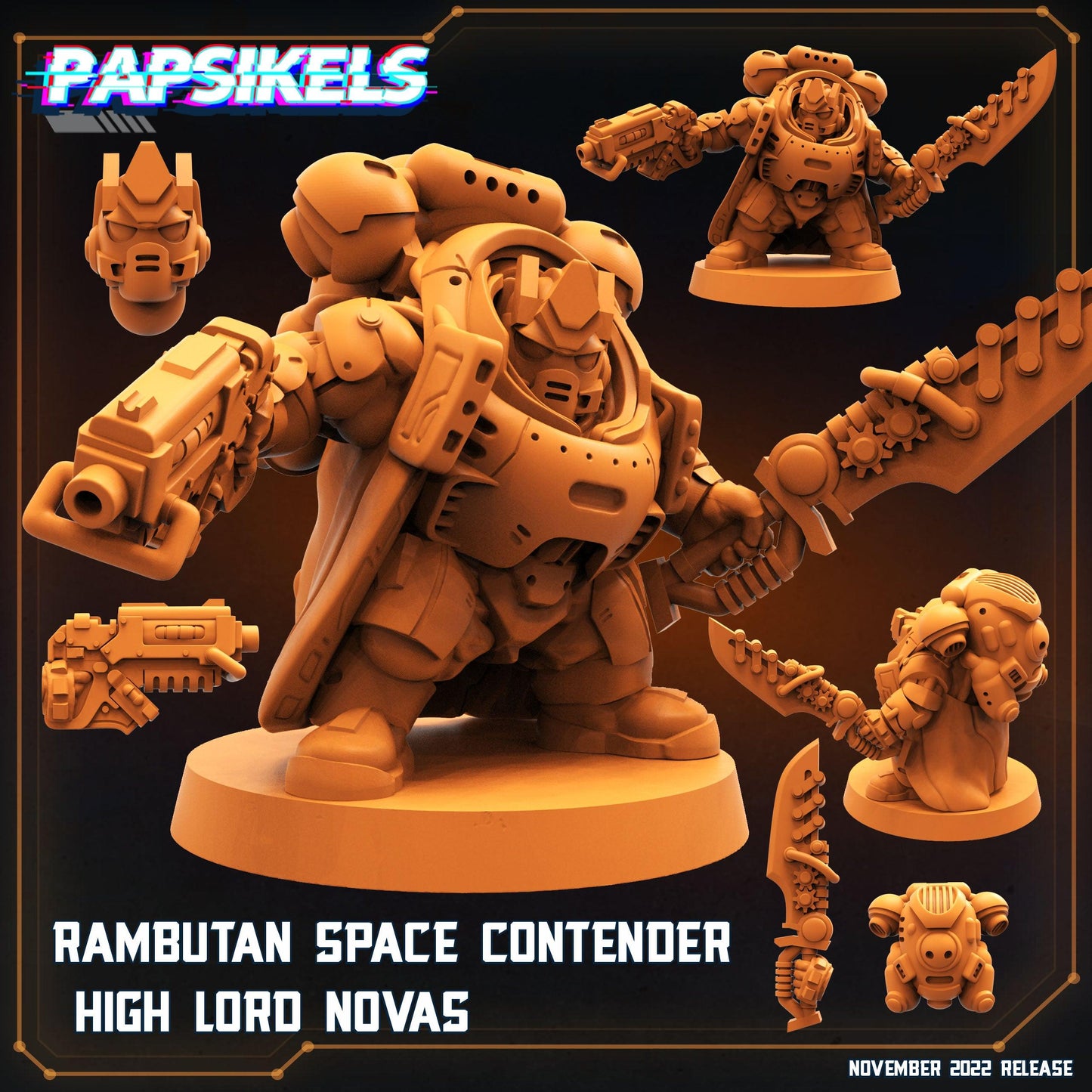 3D Printed Papsikels Cyberpunk Sci-Fi Rambutan Space Contender Set - 28mm 32mm - 3D Printing Boss 