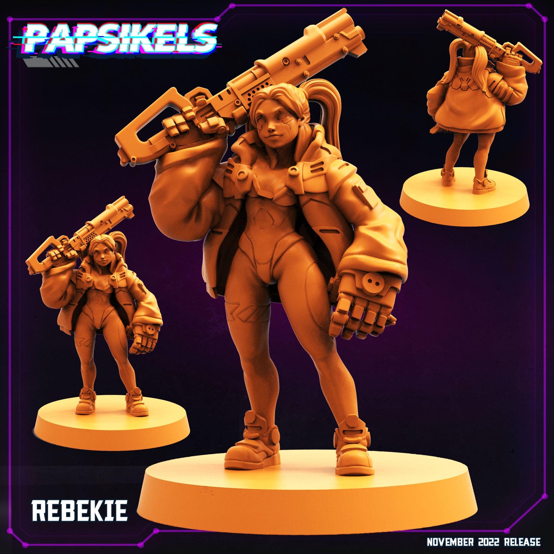 3D Printed Papsikels Cyberpunk Sci-Fi Rebekie - 28mm 32mm - 3D Printing Boss 