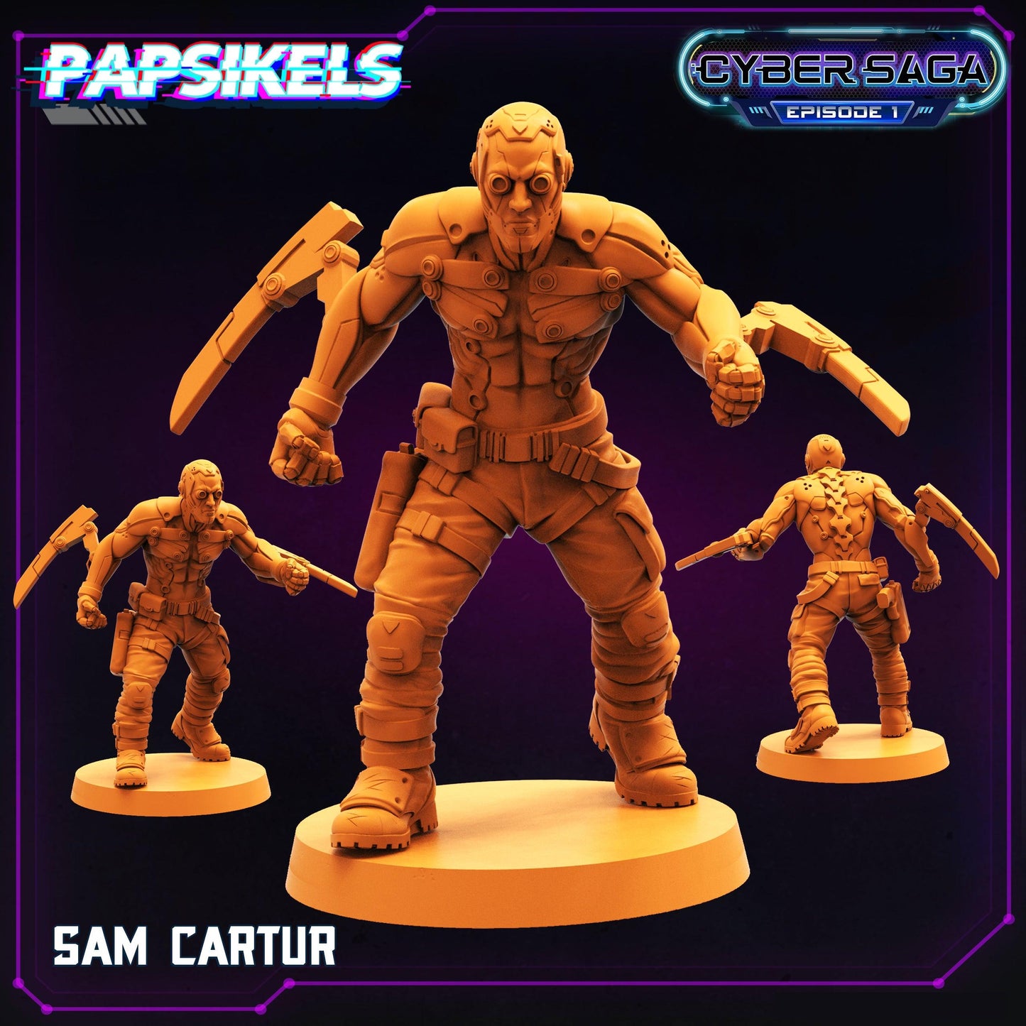 3D Printed Papsikels Cyberpunk Sci-Fi Sam Cartur Cyber Saga - 28mm 32mm - 3D Printing Boss 