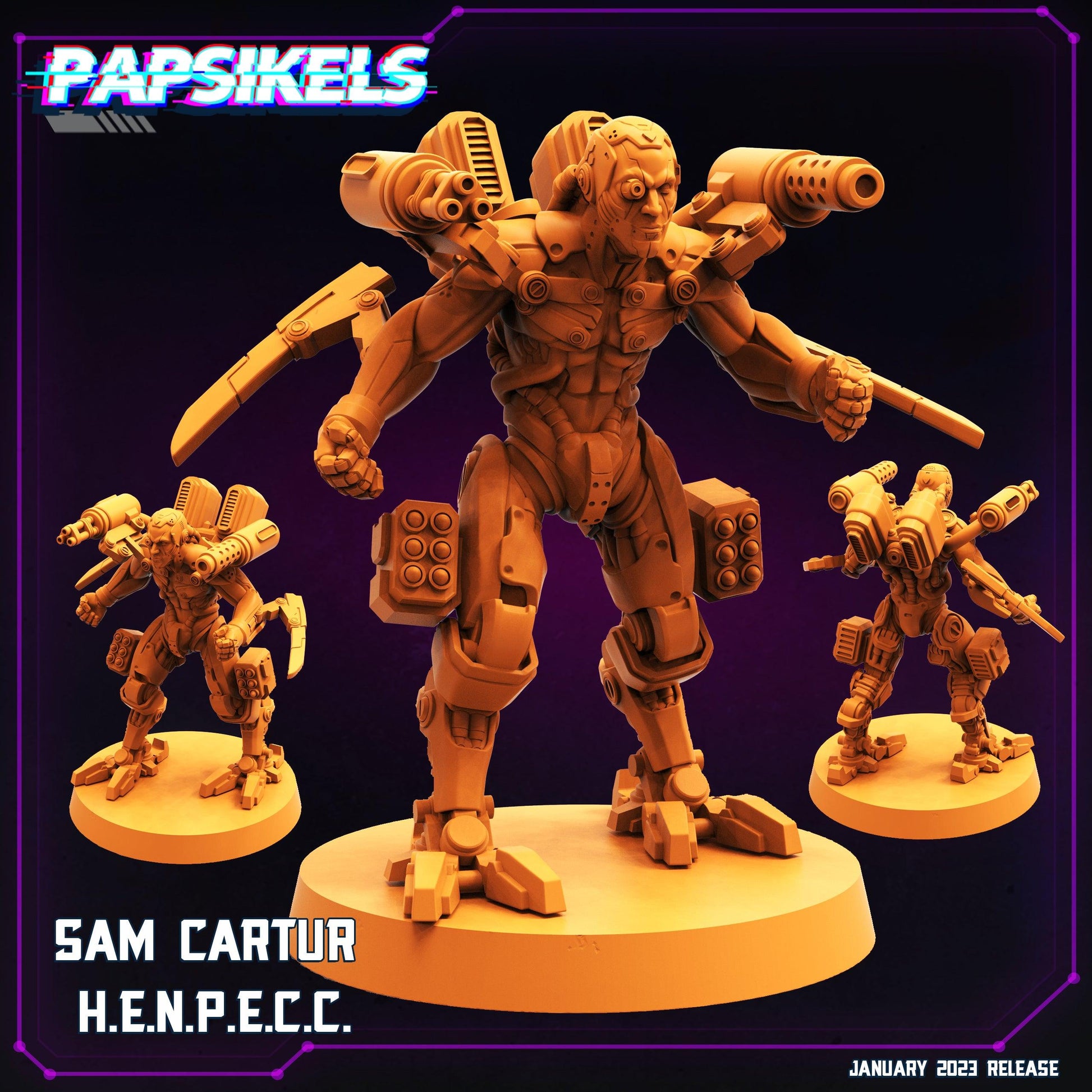 3D Printed Papsikels Cyberpunk Sci-Fi -Sam Cartur Henpecc 28mm 32mm - 3D Printing Boss 