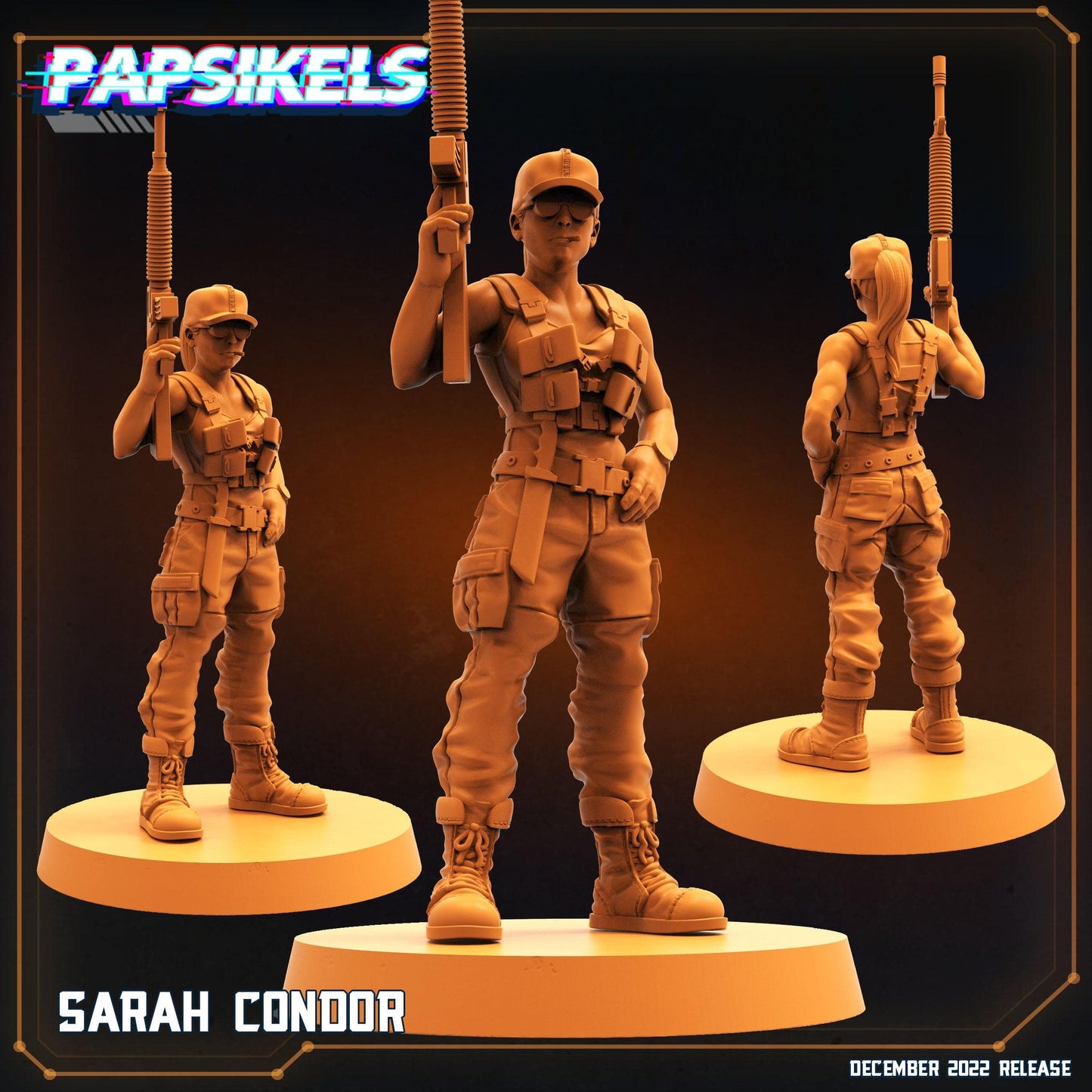 3D Printed Papsikels Cyberpunk Sci-Fi Sarah Condor - 28mm 32mm - 3D Printing Boss 