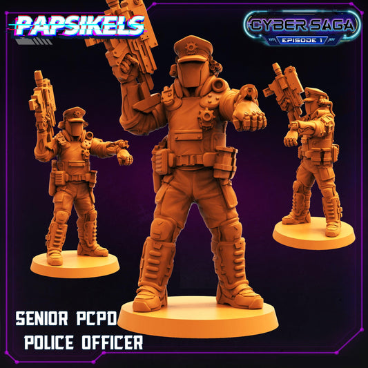 3D Printed Papsikels Cyberpunk Sci-Fi Senior Pcpd Police Officer Cyber Saga - 28mm 32mm - 3D Printing Boss 