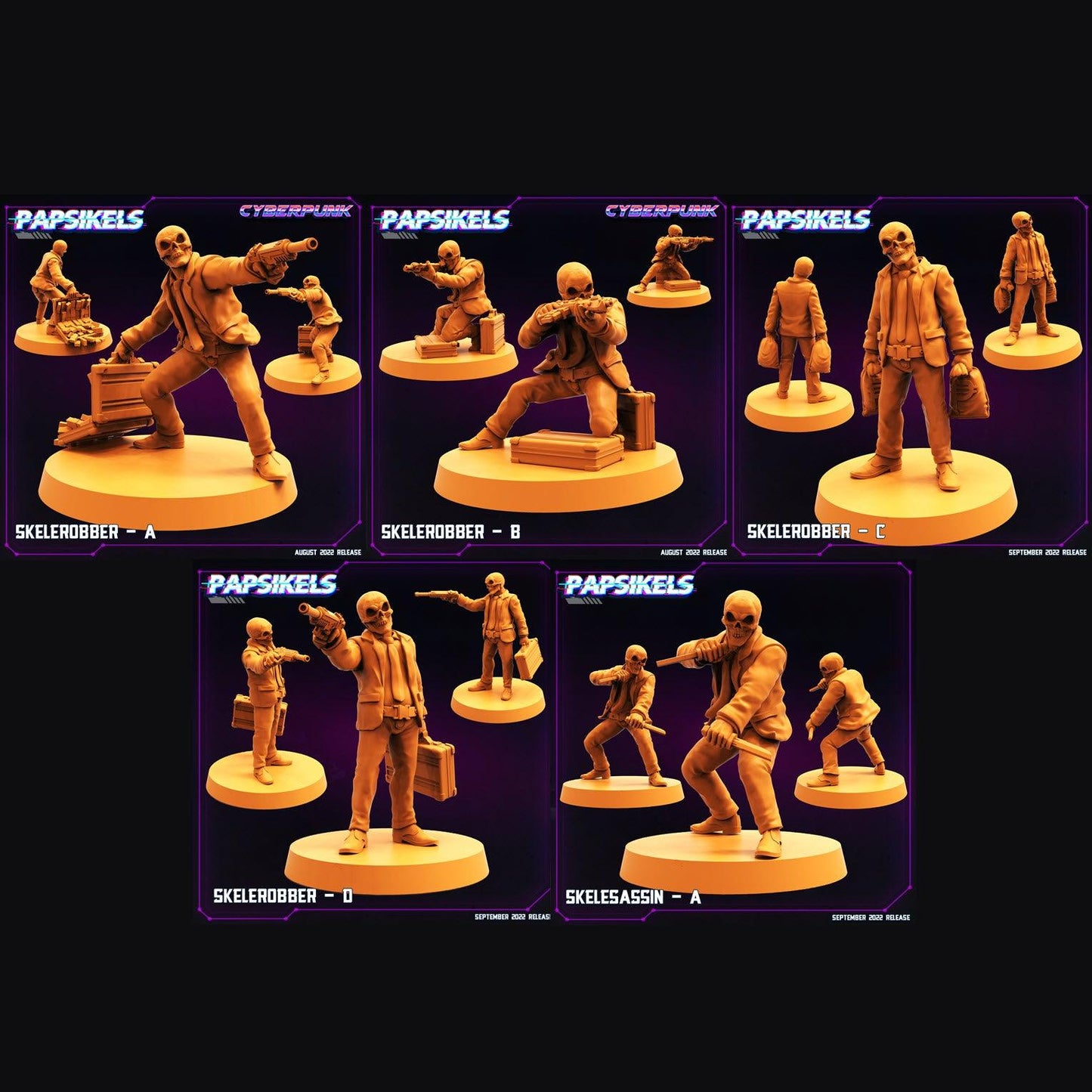 3D Printed Papsikels Cyberpunk Sci-Fi Skelerobber Set - 28mm 32mm - 3D Printing Boss 