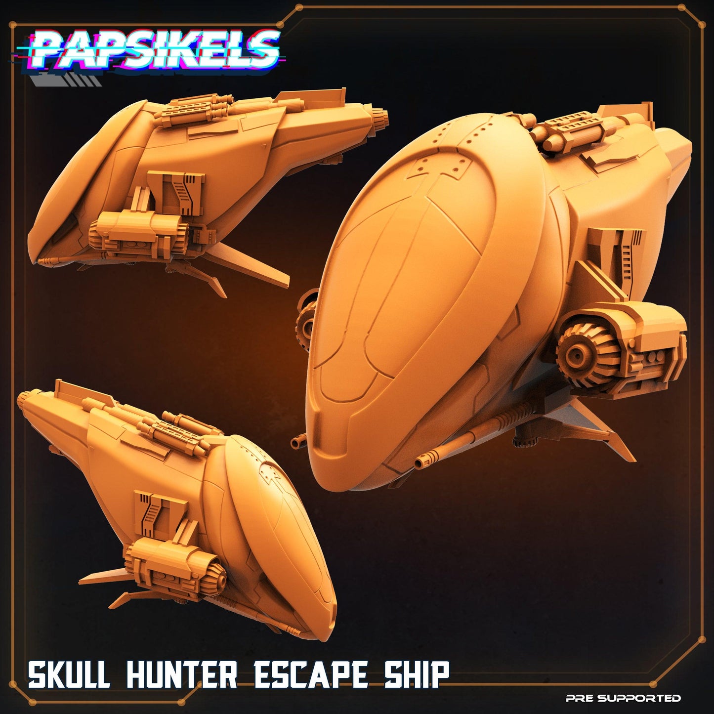 3D Printed Papsikels Cyberpunk Sci-Fi Skull Hunter Escape Ship - 28mm 32mm - 3D Printing Boss 
