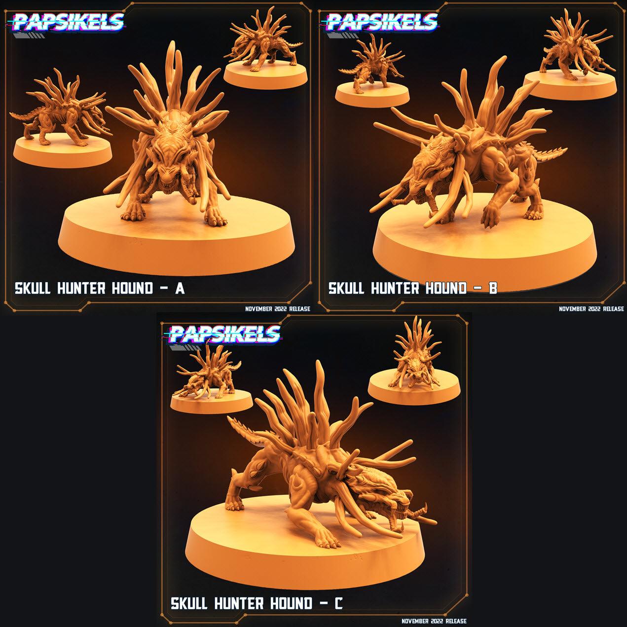 3D Printed Papsikels Cyberpunk Sci-Fi Skull Hunter Hounds Set - 28mm 32mm - 3D Printing Boss 