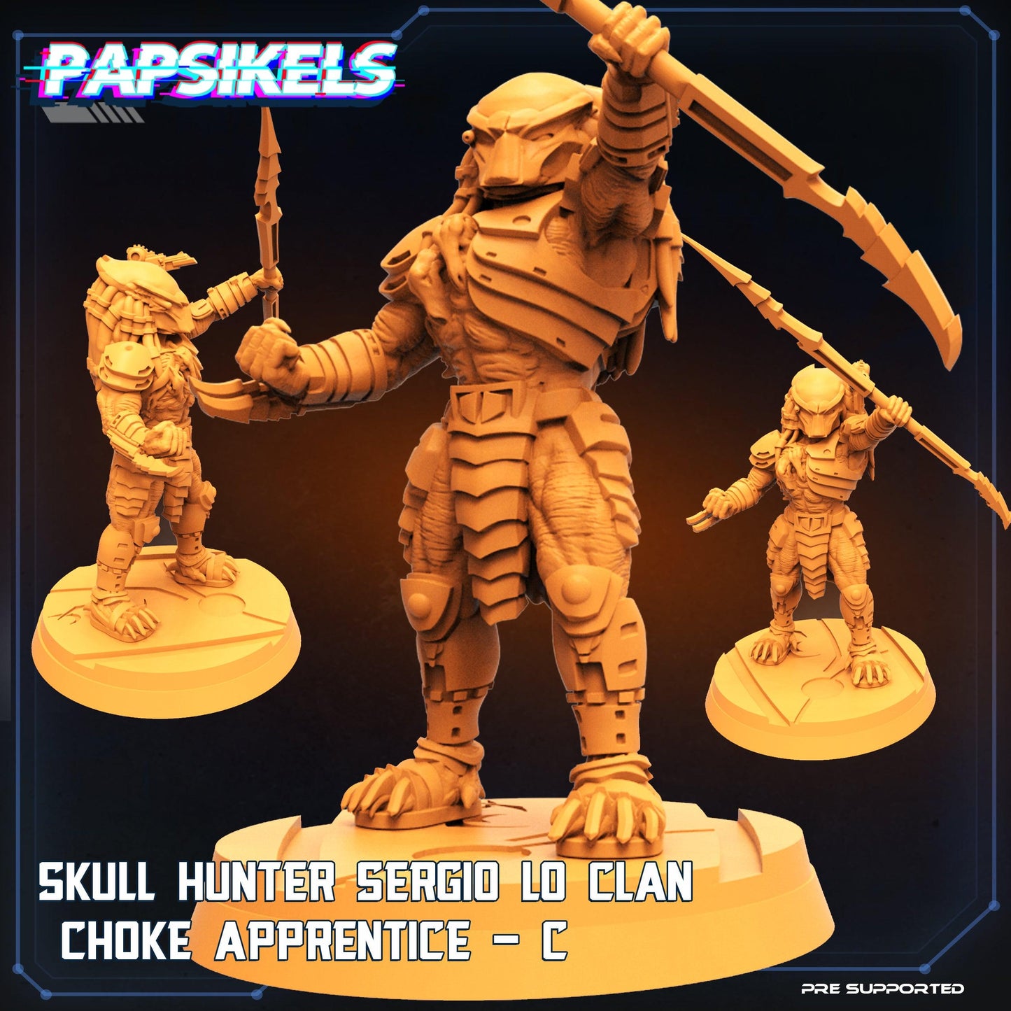3D Printed Papsikels Cyberpunk Sci-Fi Skull Hunter Sergio Lo Clan Choke Set - 28mm 32mm - 3D Printing Boss 