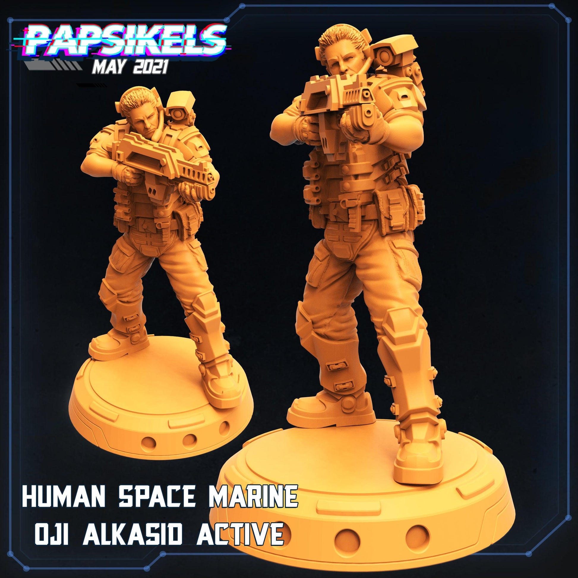 3D Printed Papsikels Cyberpunk Sci-Fi Space Marine Oji Alkasid Active - 28mm 32mm - 3D Printing Boss 