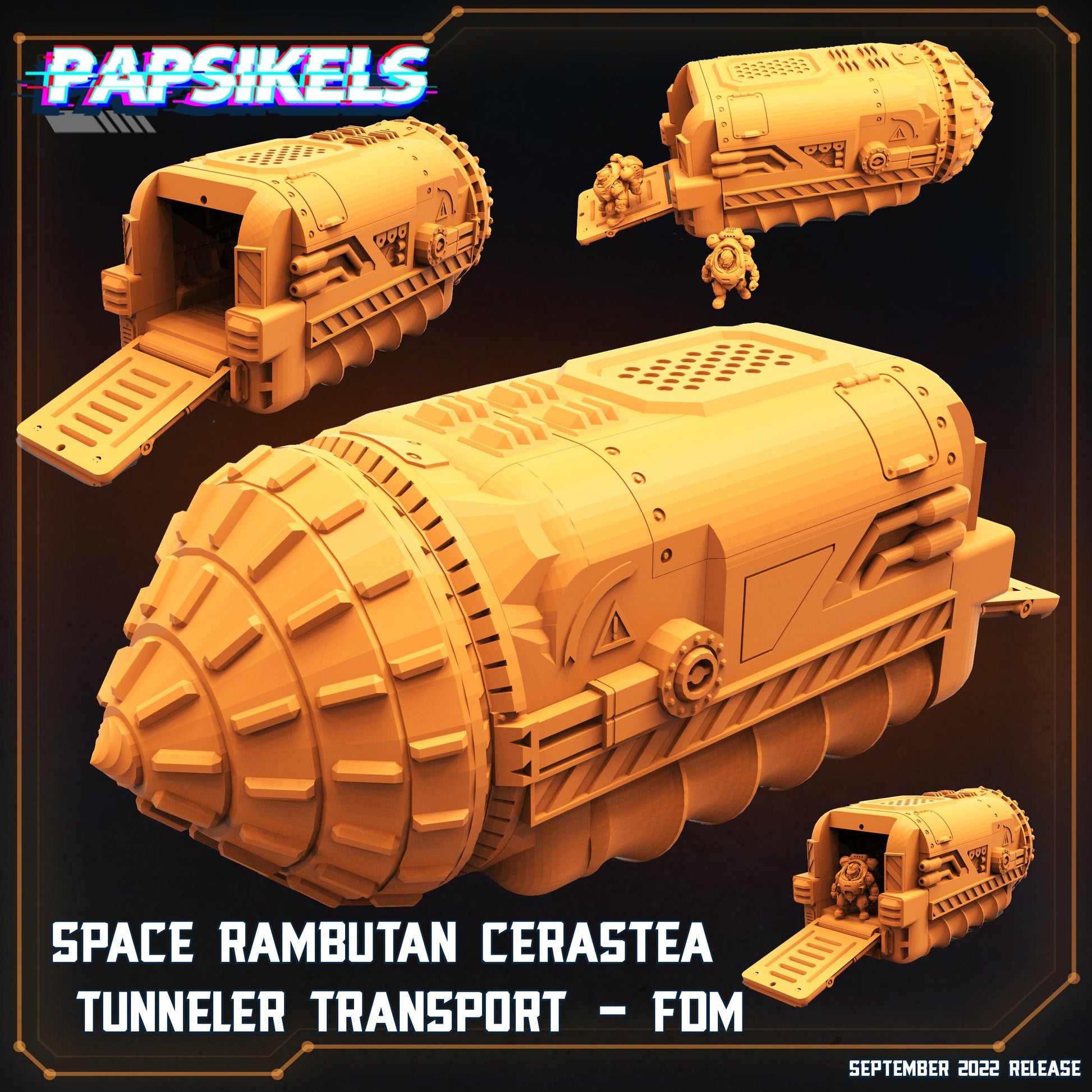 3D Printed Papsikels Cyberpunk Sci-Fi Space Rambutan Cerastea Tunneler Transport Fdm - 28mm 32mm - 3D Printing Boss 
