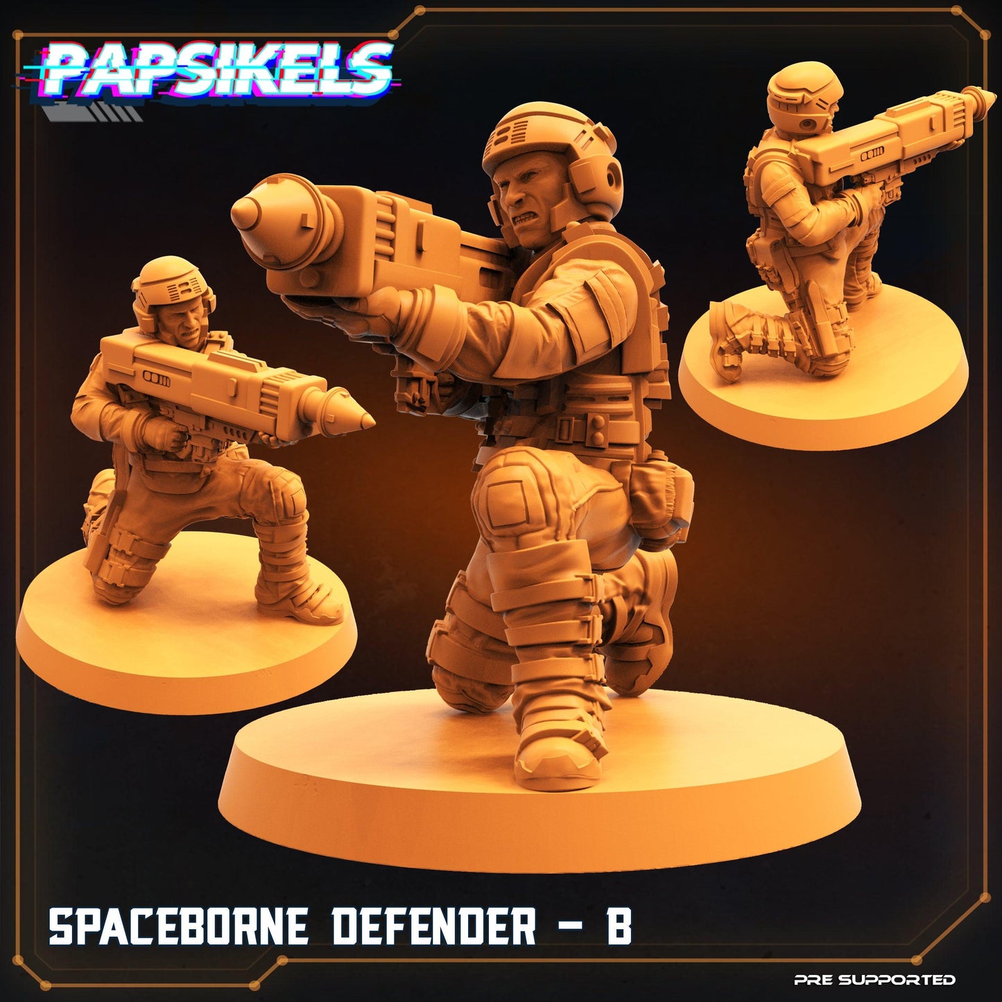 3D Printed Papsikels Cyberpunk Sci-Fi Spaceborne Defender Set - 28mm 32mm - 3D Printing Boss 