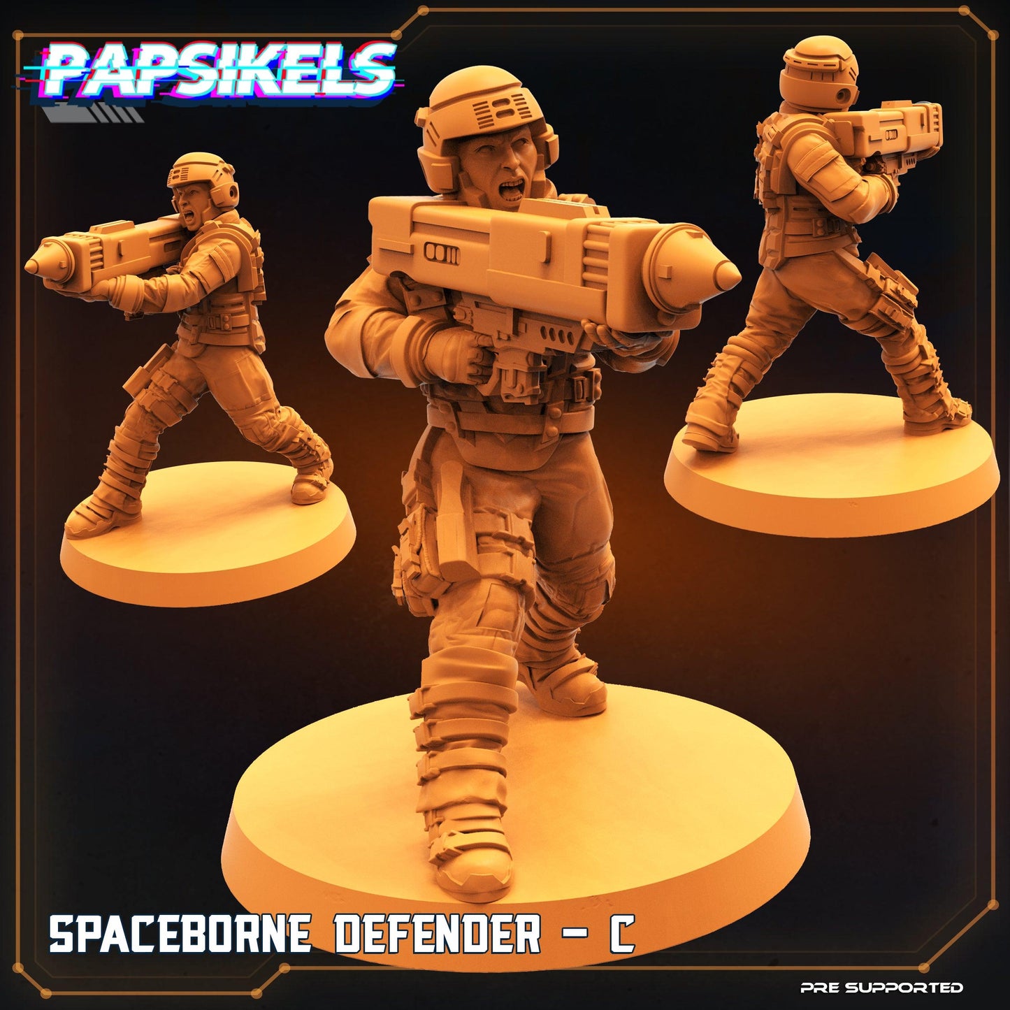 3D Printed Papsikels Cyberpunk Sci-Fi Spaceborne Defender Set - 28mm 32mm - 3D Printing Boss 
