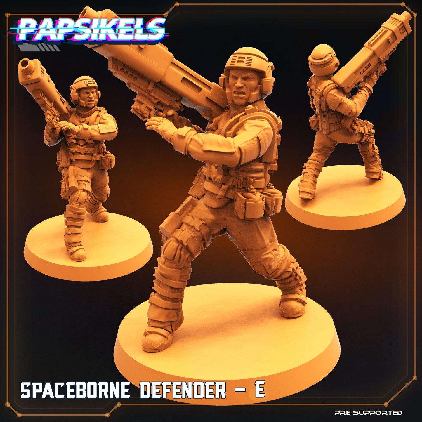 3D Printed Papsikels Cyberpunk Sci-Fi Spaceborne Defender Set - 28mm 32mm - 3D Printing Boss 