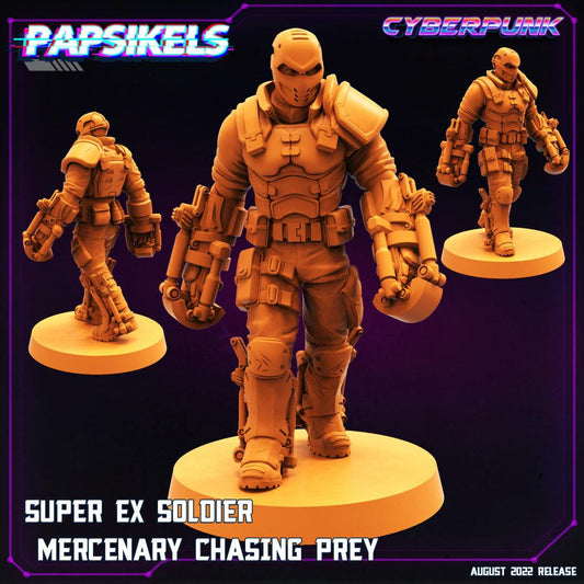 3D Printed Papsikels Cyberpunk Sci-Fi Super Ex Soldier Mercenary Chasing Prey - 28mm 32mm - 3D Printing Boss 