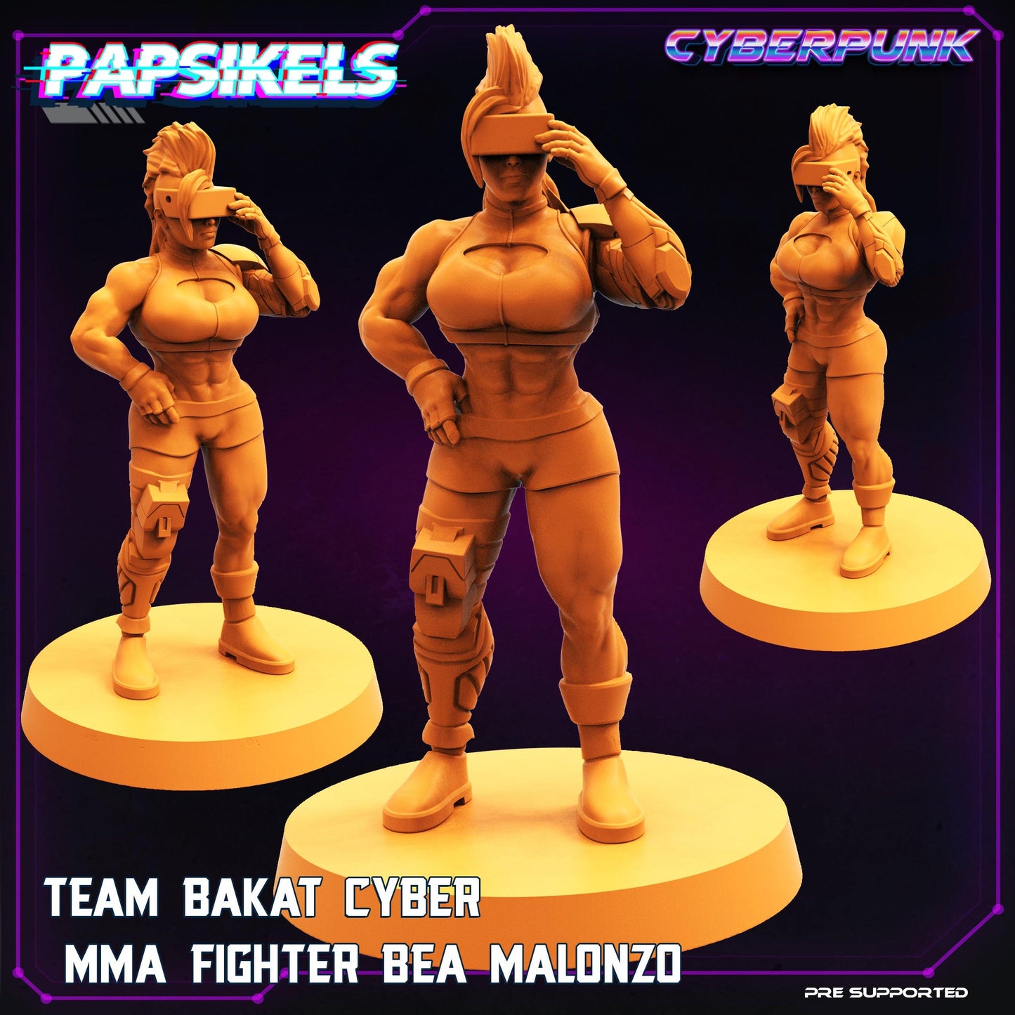 3D Printed Papsikels Cyberpunk Sci-Fi Team Bakat Cyber MMA Fighter Bea Malonzo - 28mm 32mm - 3D Printing Boss 