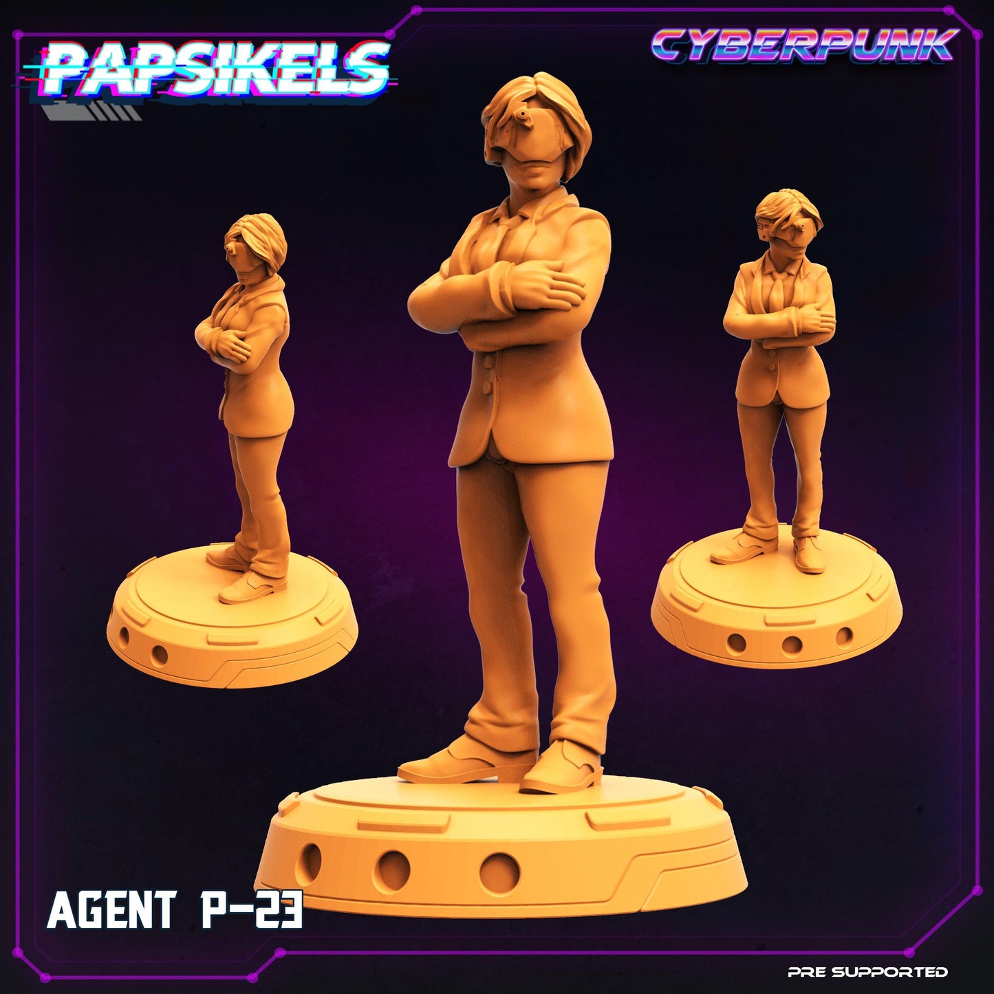 3D Printed Papsikels Cyberpunk Sci-Fi The Corpo World Agents Set - 28mm 32mm - 3D Printing Boss 