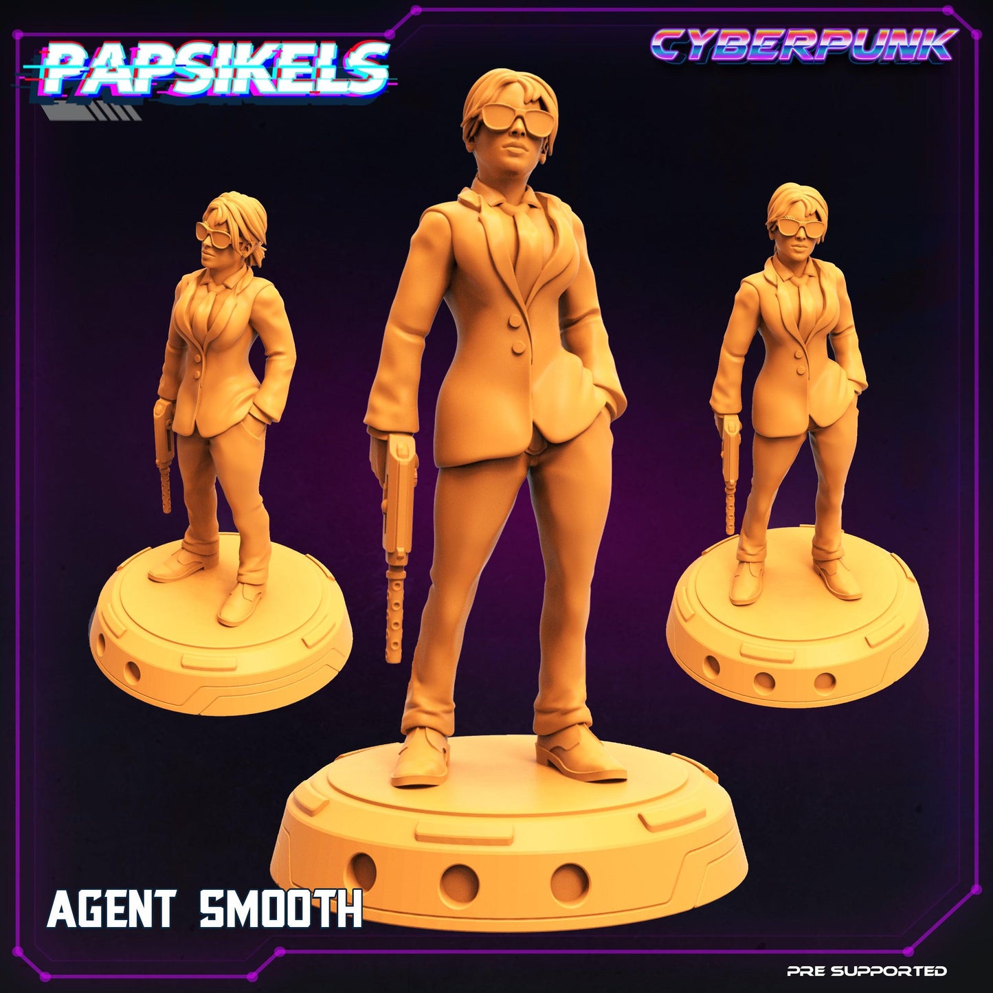 3D Printed Papsikels Cyberpunk Sci-Fi The Corpo World Agents Set - 28mm 32mm - 3D Printing Boss 