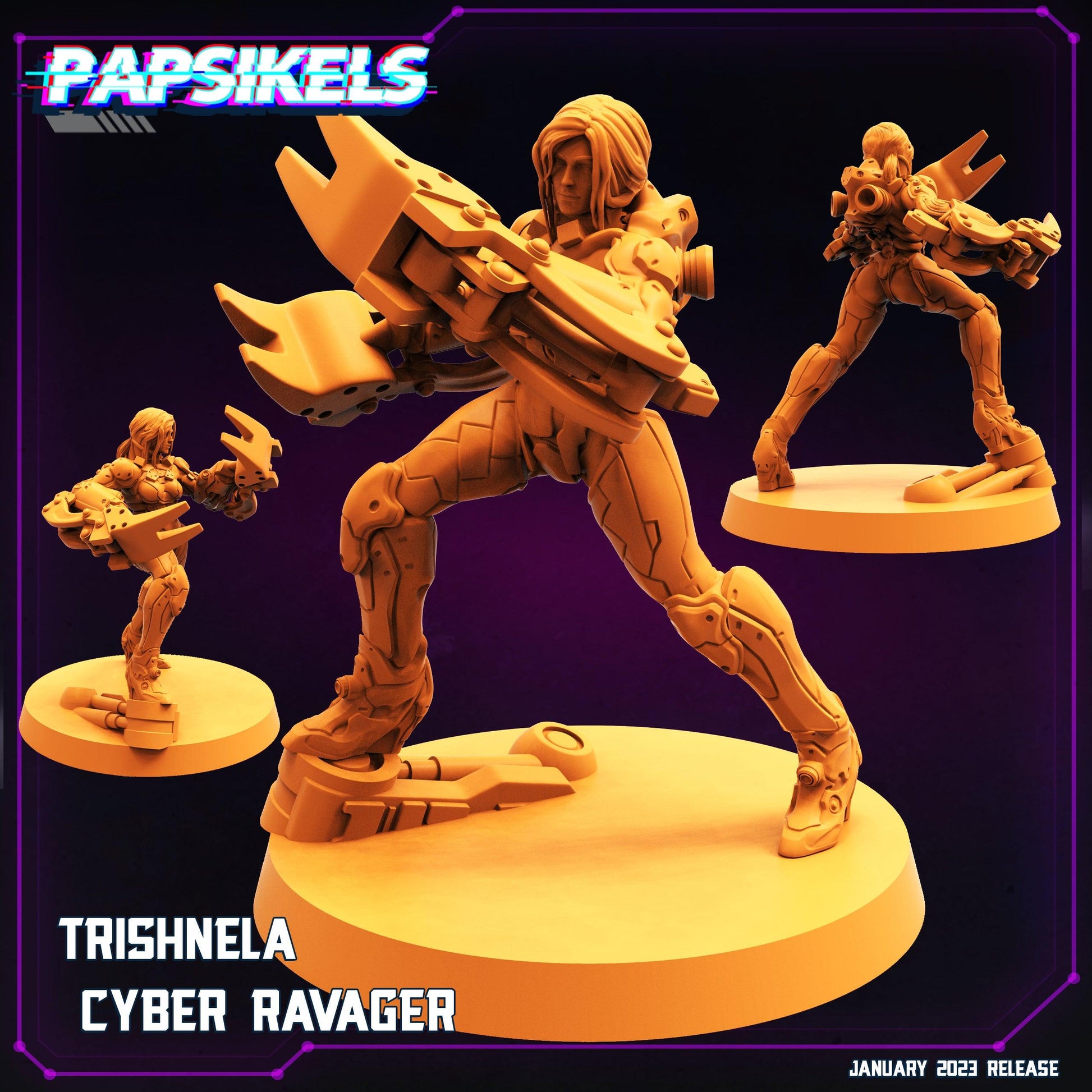 3D Printed Papsikels Cyberpunk Sci-Fi -Trishnela Cyber Ravager- 28mm 32mm - 3D Printing Boss 