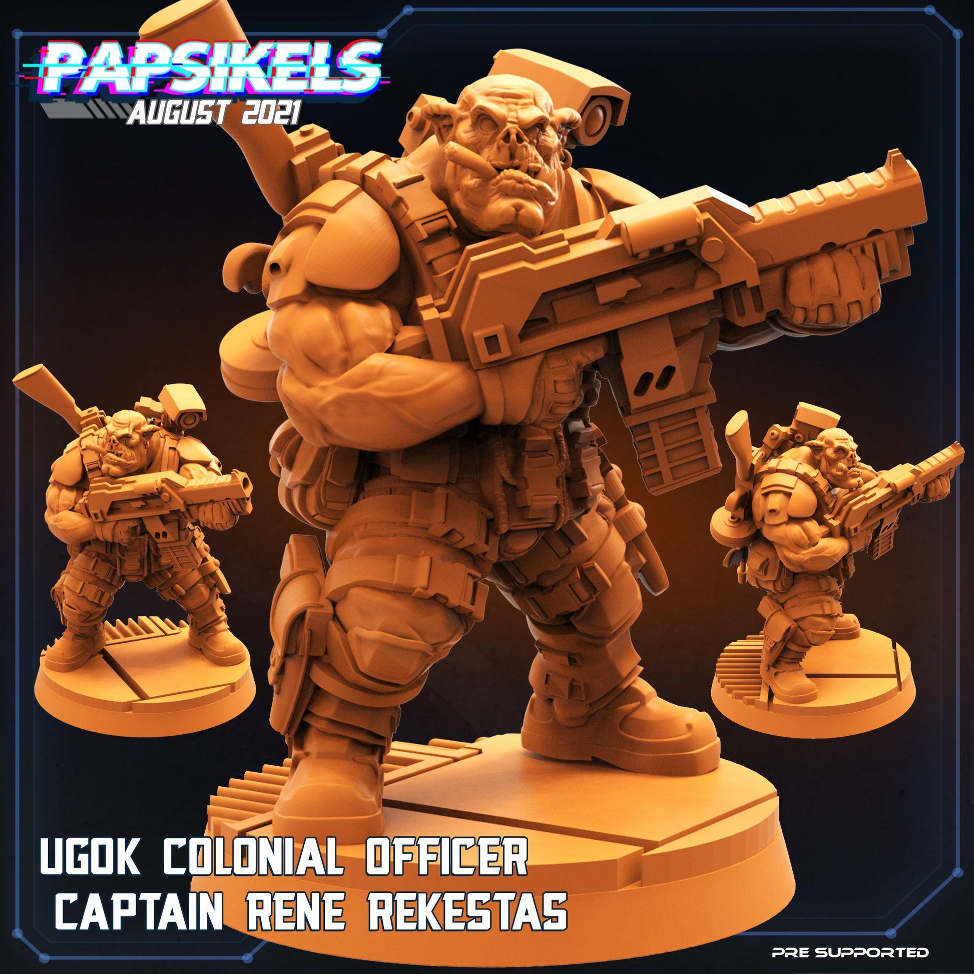 3D Printed Papsikels Cyberpunk Sci-Fi Ugok Colonial Officer Rene Rekestas - 28mm 32mm - 3D Printing Boss 