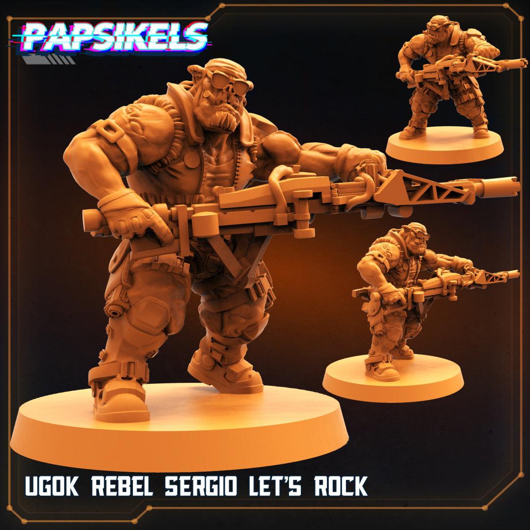 3D Printed Papsikels Cyberpunk Sci-Fi Ugok Rebel Sergio Lets Rock - 28mm 32mm - 3D Printing Boss 