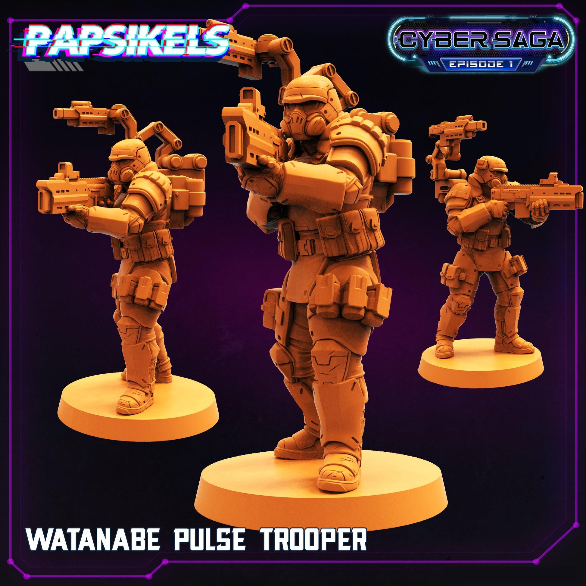 3D Printed Papsikels Cyberpunk Sci-Fi Watanabe Pulse Trooper Cyber Saga - 28mm 32mm - 3D Printing Boss 