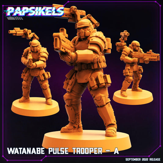 3D Printed Papsikels Cyberpunk Sci-Fi Watanabe Pulse Trooper Set - 28mm 32mm - 3D Printing Boss 