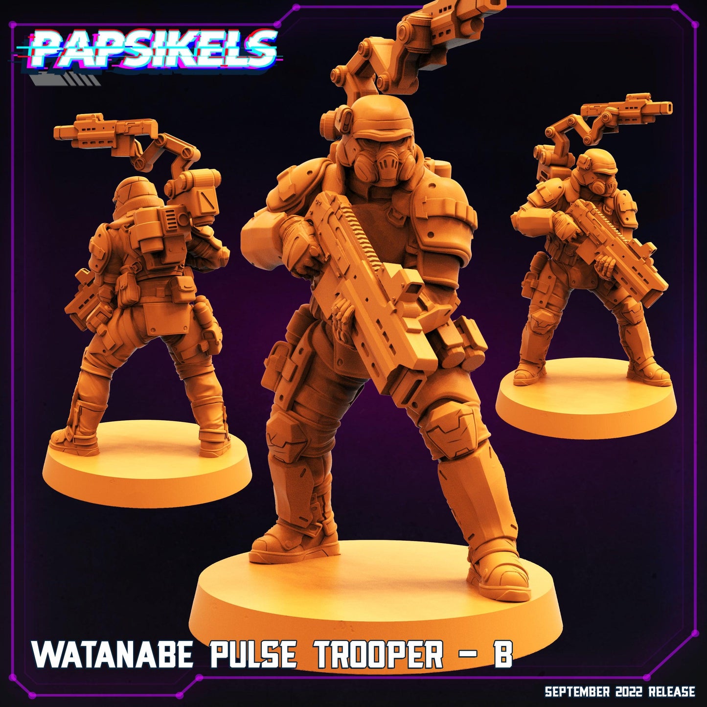 3D Printed Papsikels Cyberpunk Sci-Fi Watanabe Pulse Trooper Set - 28mm 32mm - 3D Printing Boss 