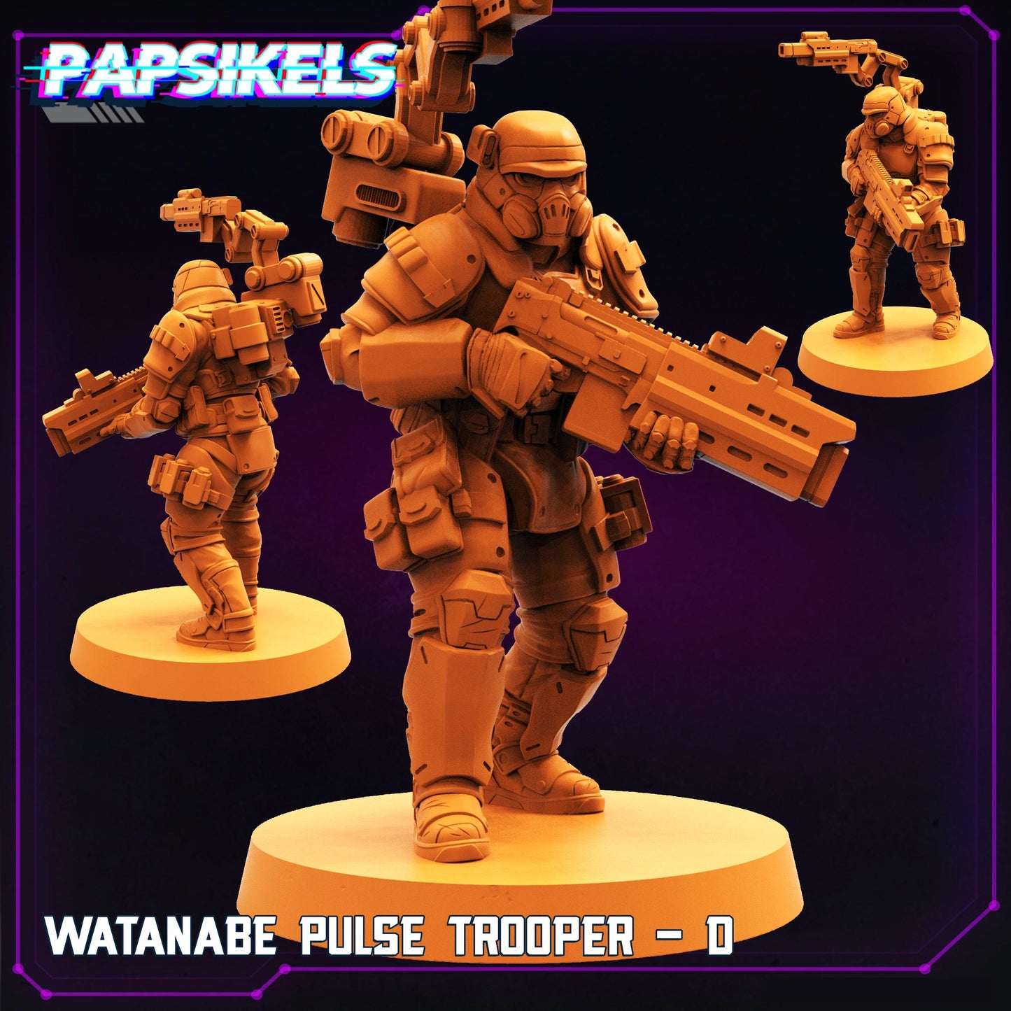 3D Printed Papsikels Cyberpunk Sci-Fi Watanabe Pulse Trooper Set - 28mm 32mm - 3D Printing Boss 