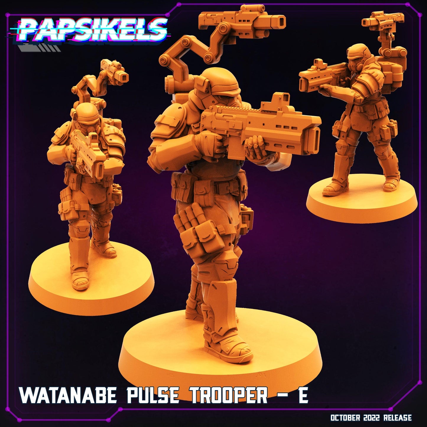 3D Printed Papsikels Cyberpunk Sci-Fi Watanabe Pulse Trooper Set - 28mm 32mm - 3D Printing Boss 