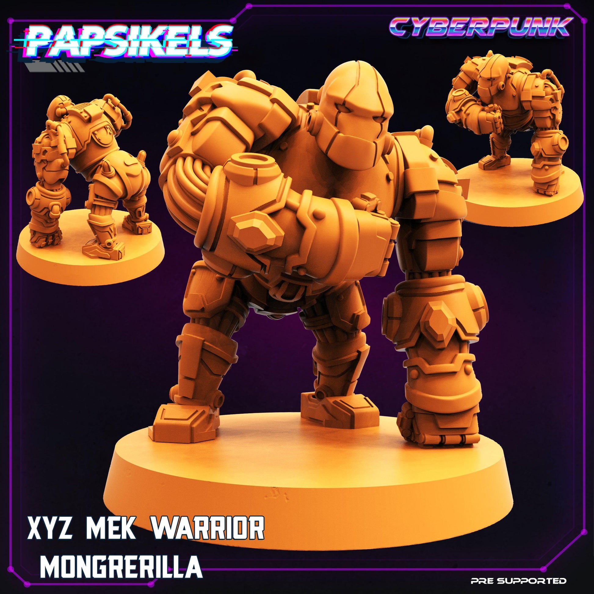 3D Printed Papsikels Cyberpunk Sci-Fi XYZ Mek Warrior Mongrerilla - 28mm 32mm - 3D Printing Boss 