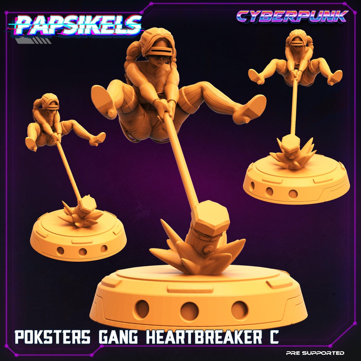 3D Printed Papsikels Cyberpunk The Corpo World Poksters Gang Set - 28mm 32mm - 3D Printing Boss 
