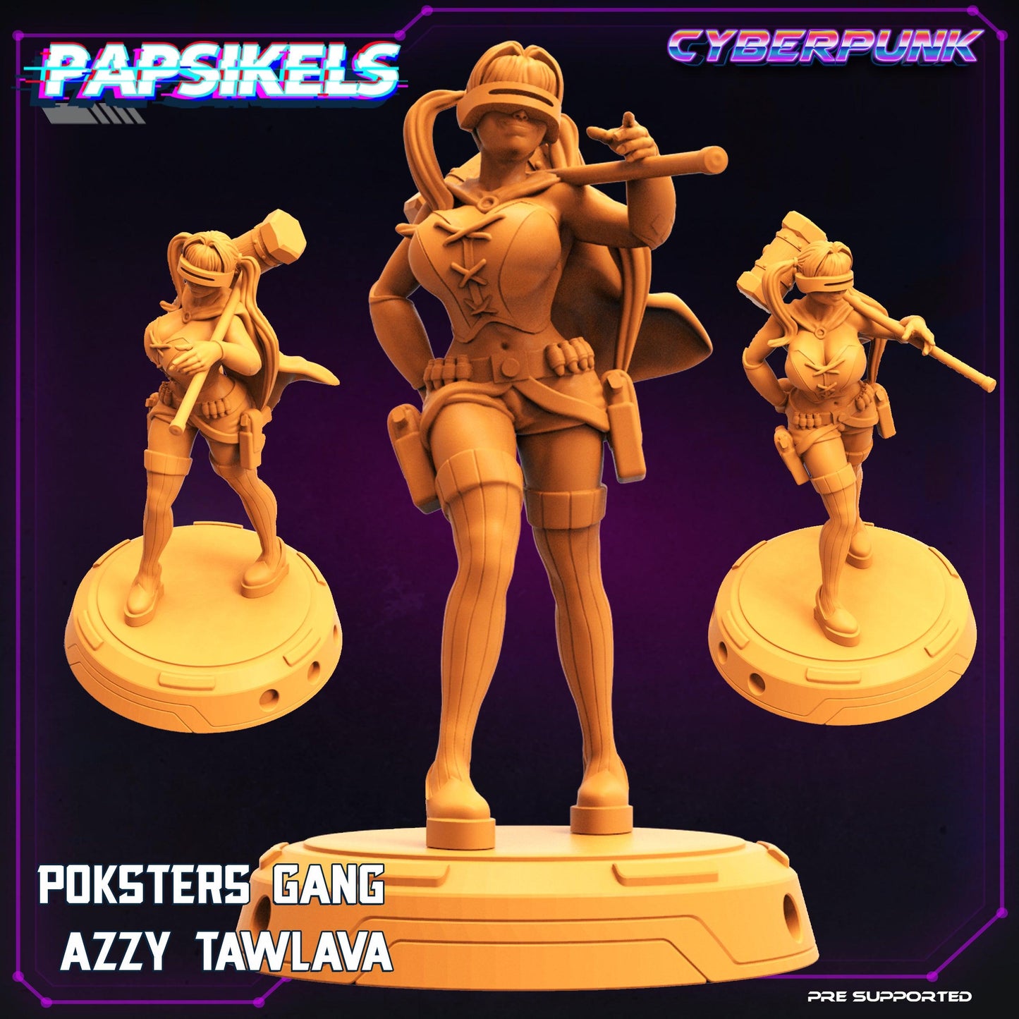 3D Printed Papsikels Cyberpunk The Corpo World Poksters Gang Set - 28mm 32mm - 3D Printing Boss 