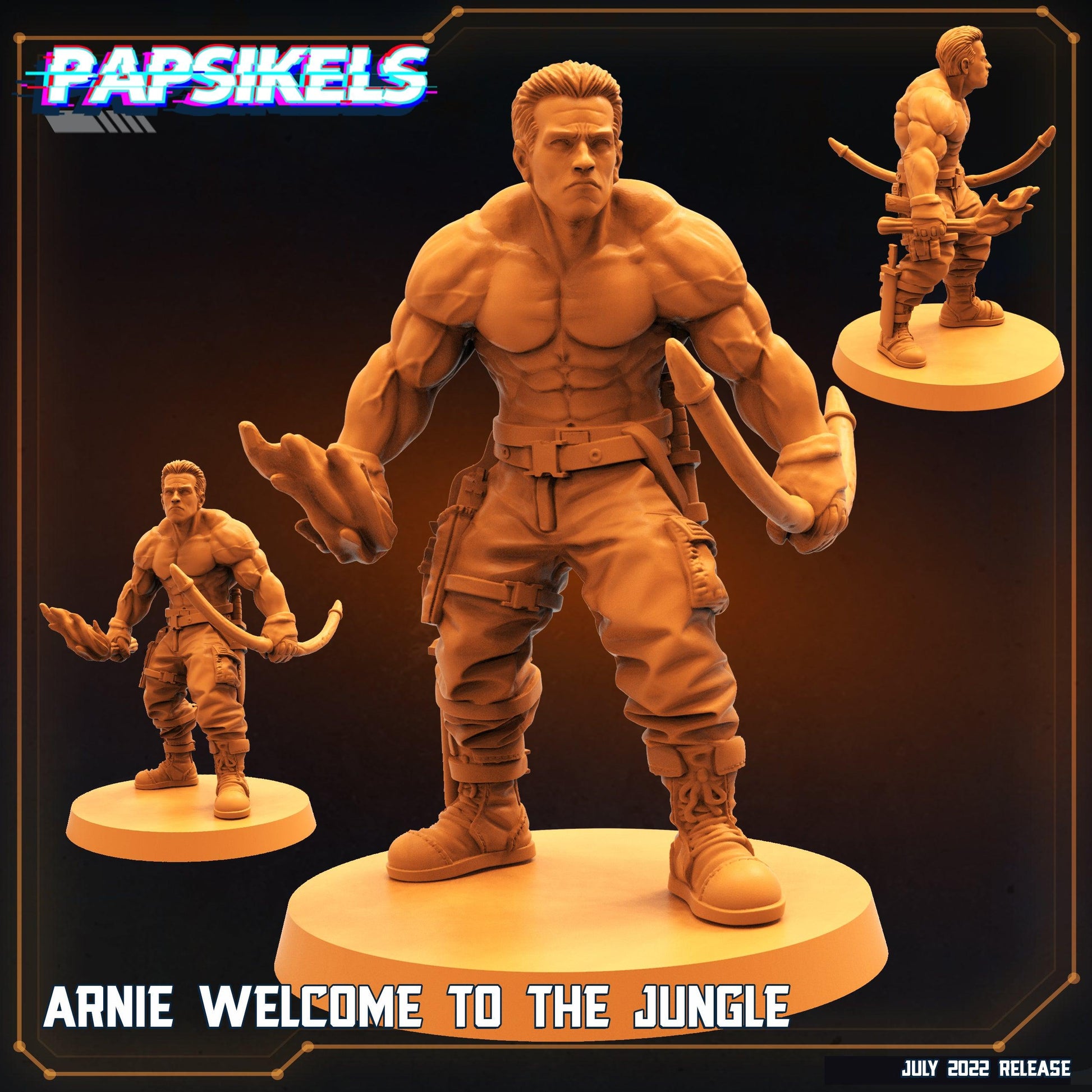 3D Printed Papsikels Sci-FI Arnie Welcome To The Jungle - 28mm 32mm - 3D Printing Boss 