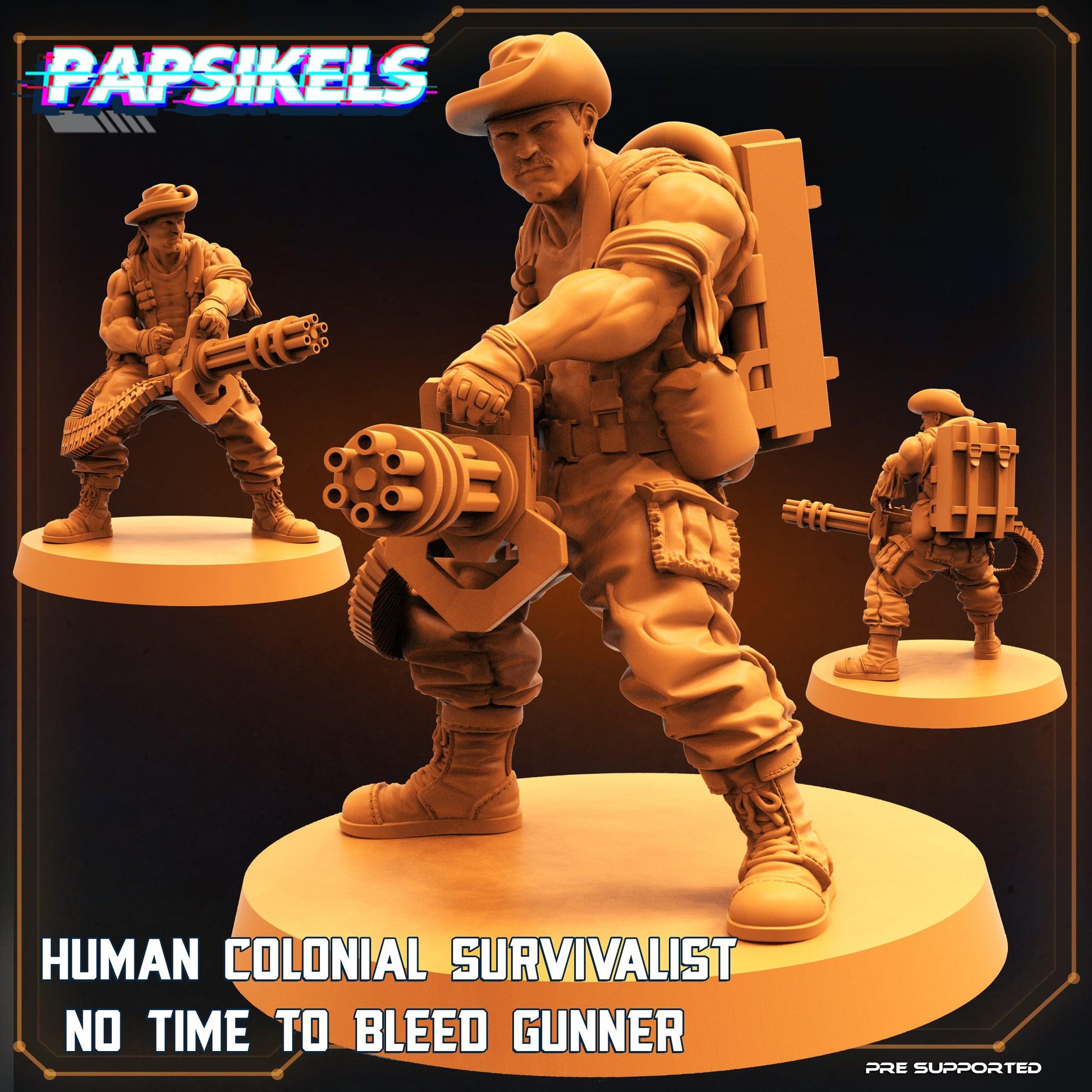 3D Printed Papsikels Sci-Fi Human Colonial Survivalist No Time To Bleed Gunner - 28mm 32mm - 3D Printing Boss 