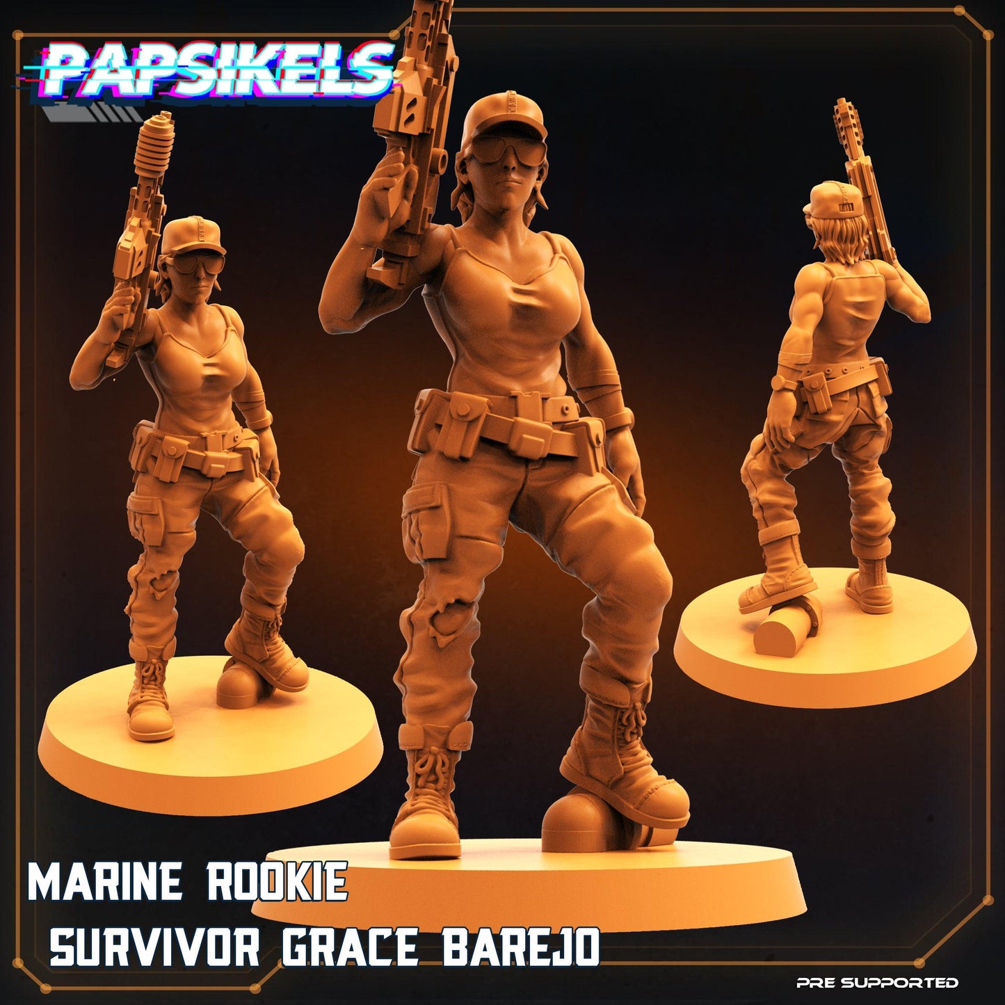 3D Printed Papsikels Sci-Fi Marine Rookie Survivor Grace Barrejo - 28mm 32mm - 3D Printing Boss 