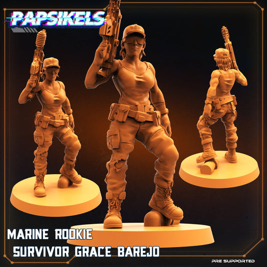 3D Printed Papsikels Sci-Fi Marine Rookie Survivor Grace Barrejo - 28mm 32mm - 3D Printing Boss 