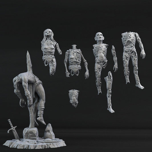 3D Printed Print Your Monsters Cadavers Dead Bodies Set 28mm - 32mm D&D Wargaming - 3D Printing Boss 