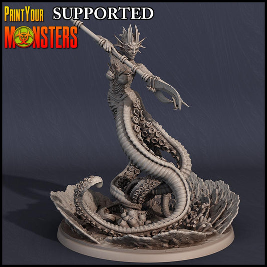 3D Printed Print Your Monsters Cecaelia Sanctum Priestess Dark Water Sanctum 28mm - 32mm D&D Wargaming - 3D Printing Boss 