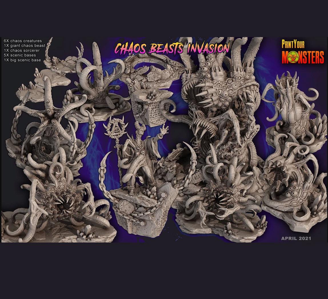 3D Printed Print Your Monsters Chaos Beast Creature Pack Full Set 28mm - 32mm D&D Wargaming - 3D Printing Boss 